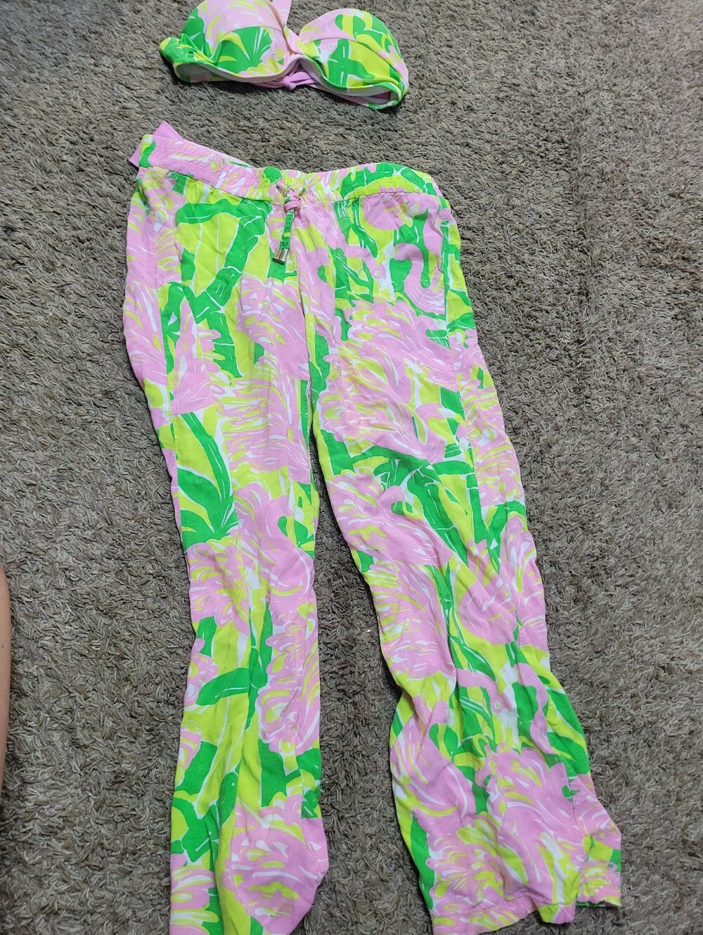 Lilly Pulitzer Pink, Lime & Green Tropical Bandeau Bikini - Picture 5 of 6